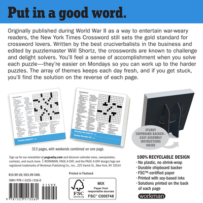 The New York Times Daily Crossword Page-A-Day Calendar for 2022 - Workman Publishing